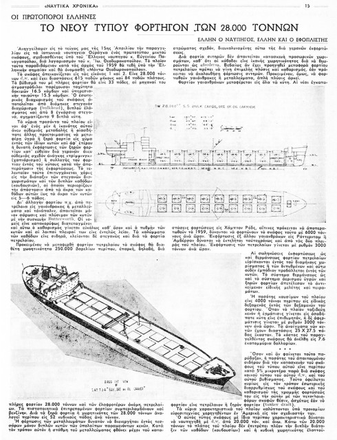 Τα ναυπηγικά σχέδια του «Mando Theodoracopulos» έτσι όπως παρουσιάστηκαν στο τεύχος 15ης Μαΐου 1957 των Ναυτικών Χρονικών.